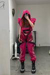 Windowsen shoulder -length sleeveless hoodie PS23T001 rose red